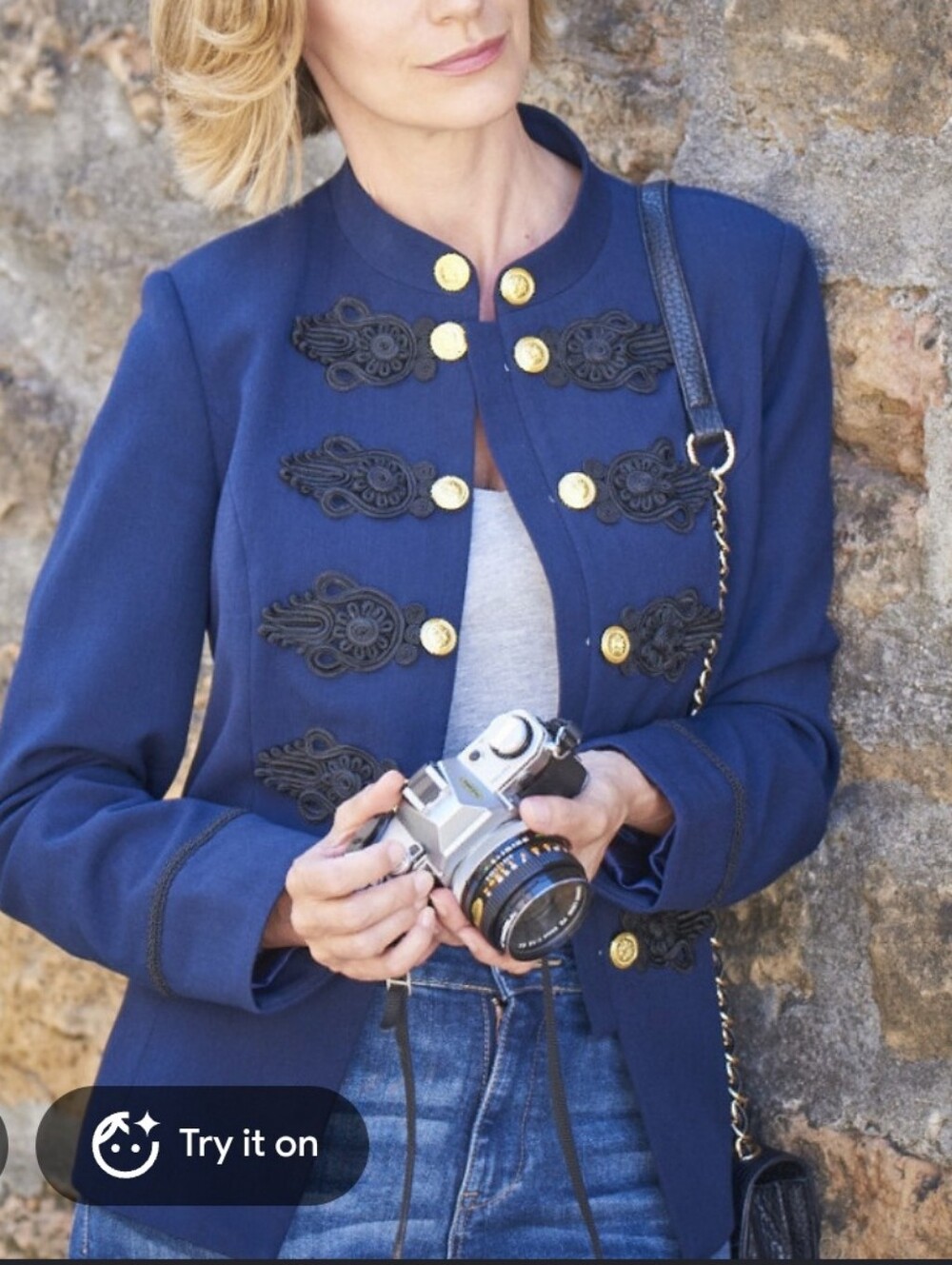 Soho Navy Military-Style Buttoned Jacket Blazer M